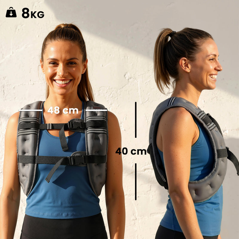 Weighted Vest for Home Workouts with Adjustable Straps and 8 kg Resistance Grey