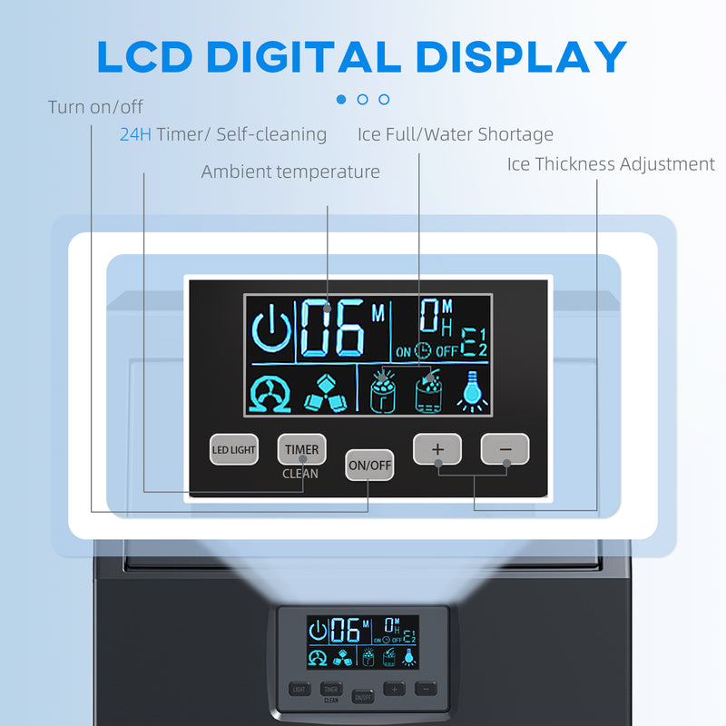 Commercial Ice Maker | 30kg Daily Output | Dual Water Supply | Black