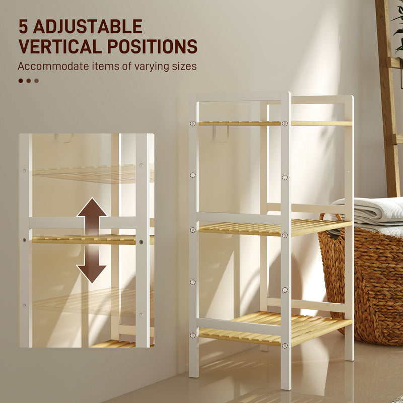 Three Tier Bamboo Storage Shelf Adjustable Freestanding Unit for Home or Office by Homcom