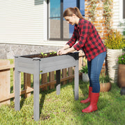 Wooden Raised Garden Planter Box With Bed Liner Ideal For Vegetables And Herbs Dark Grey AOSOM