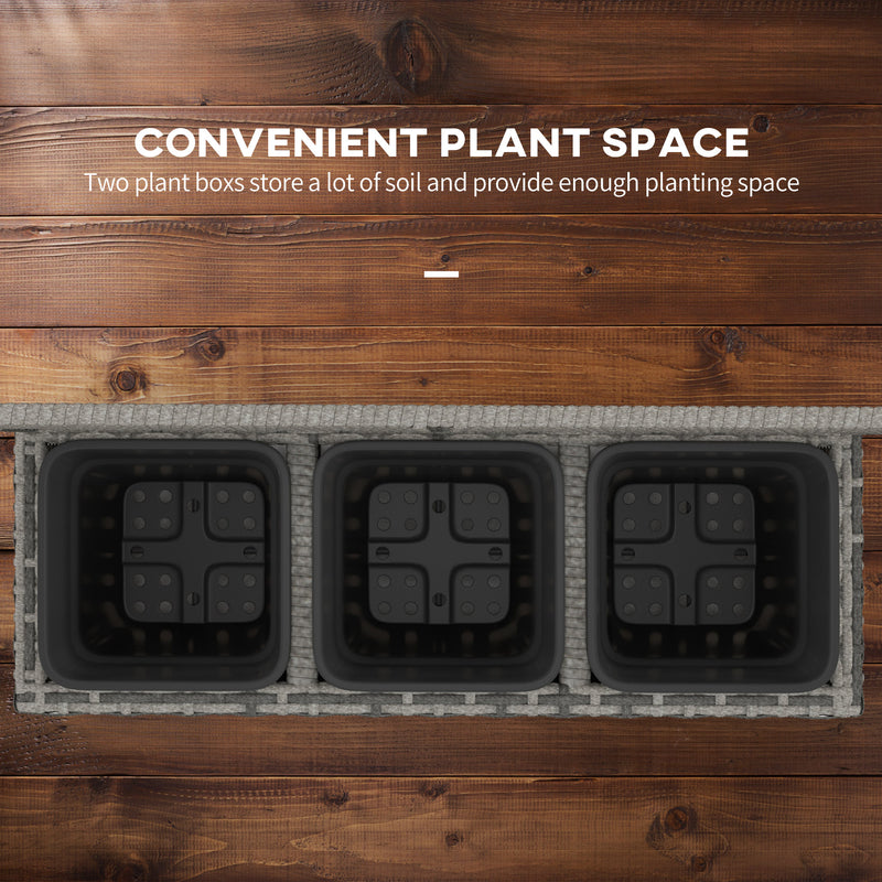 Light Grey Rattan Garden Planter with Trellis for Climbing Plants and Outdoor Display