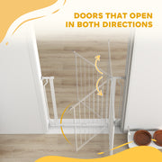 Extra Wide Dog Gate with Walk Through Door for Stairs and Hallways White AOSOM