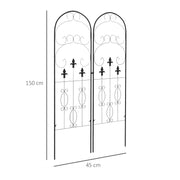 Set of 2 Metal Garden Trellises Scroll Design Supports Climbing Plants and Outdoor Vines