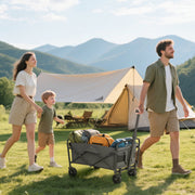 Heavy Duty Folding Festival Trolley With Adjustable Handle For Camping And Beach, Grey