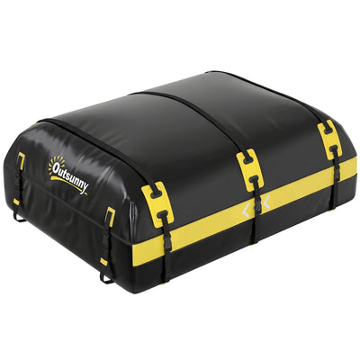 Car Roof Bag Waterproof Extra Storage for Comfortable Family Road Trips Black Yellow Outsunny