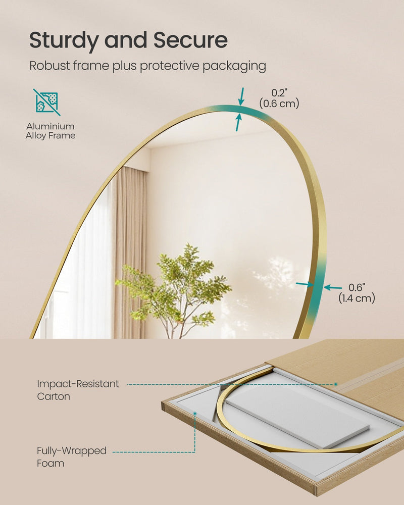 Arched mirror freestanding in a living room setting