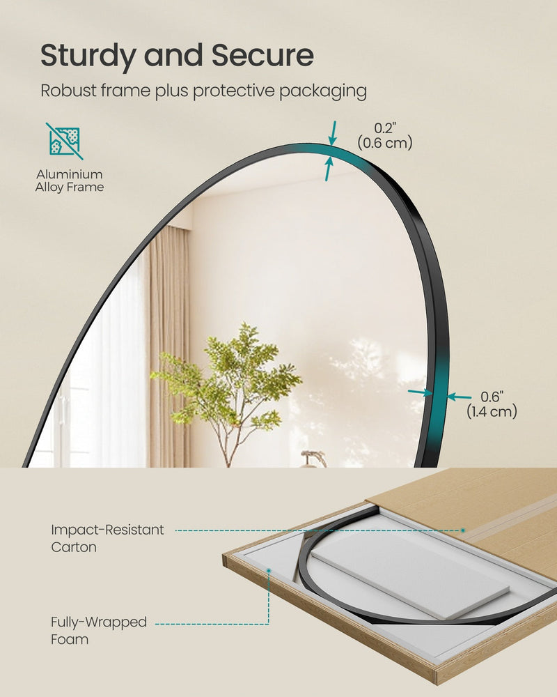 Graphic on the aluminium alloy frame thickness and the foam-lined protective carton