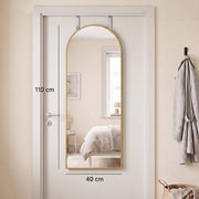 Door-mounted arched mirror with 40 x 110 cm dimensions shown