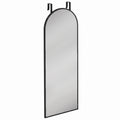 Arched over-door full length mirror with two hooks at the top, front view