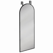 Arched over-door full length mirror with two hooks at the top, front view