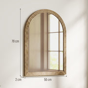Dimension diagram of the brown mirror showing 70cm height and 50cm width