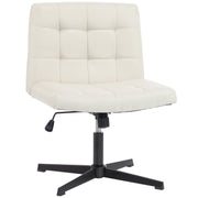 Homcom armless office chair in beige linen-look fabric, front three-quarter studio view