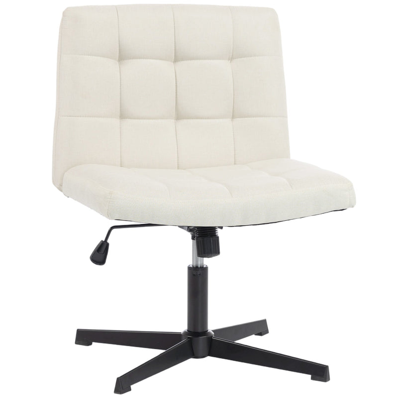 Homcom armless office chair in beige linen-look fabric, front three-quarter studio view