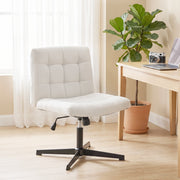 Beige Homcom office chair beside a home desk with a plant and camera, lifestyle setting