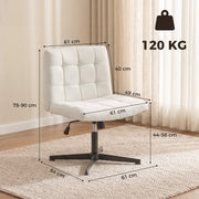 Dimension diagram of the Homcom armless office chair in beige showing 61 x 64 x 78-90 cm and 120 kg capacity
