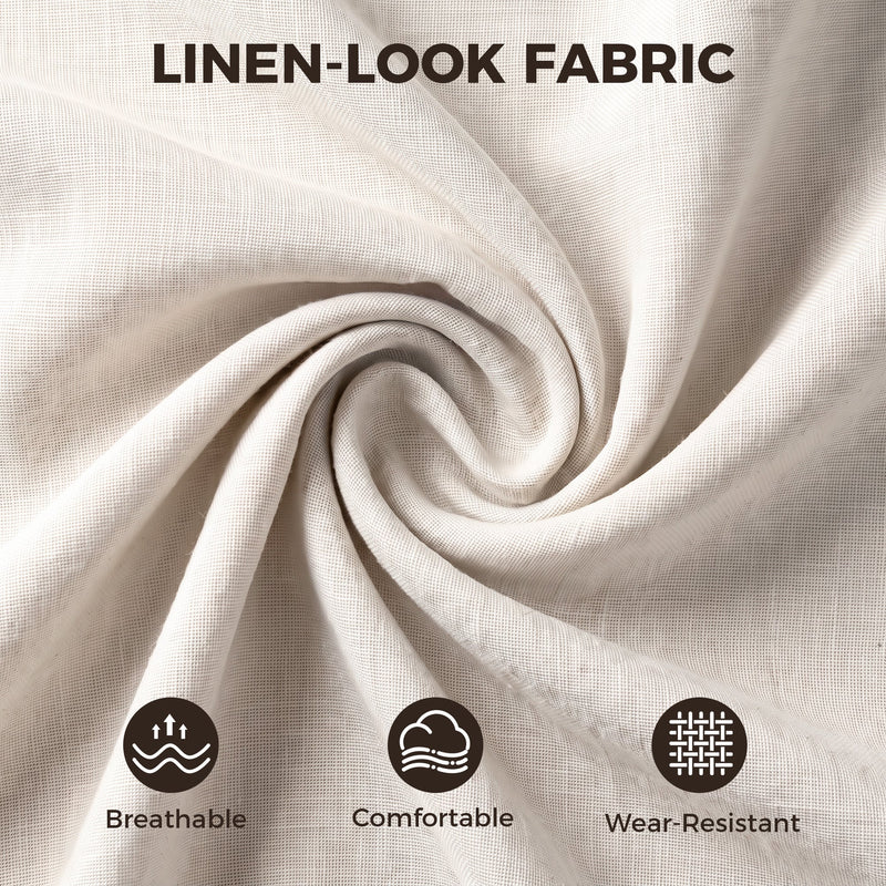 Close-up of the beige linen-look fabric texture on the Homcom office chair