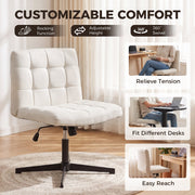 Collage showing the chair's rocking function, adjustable height and 360-degree swivel in use