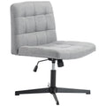 Homcom armless office chair in grey linen-look fabric, front three-quarter studio view