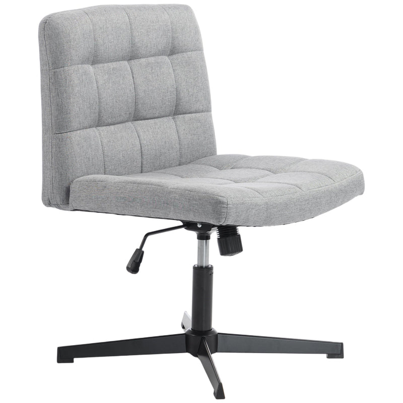 Homcom armless office chair in grey linen-look fabric, front three-quarter studio view