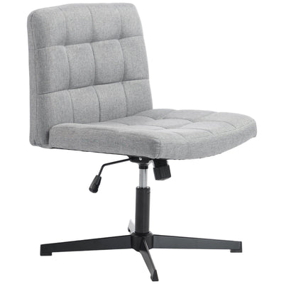 Homcom armless office chair in grey linen-look fabric, front three-quarter studio view