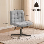 Dimension diagram of the Homcom armless office chair showing 61 x 64 x 78-90 cm and 120 kg capacity