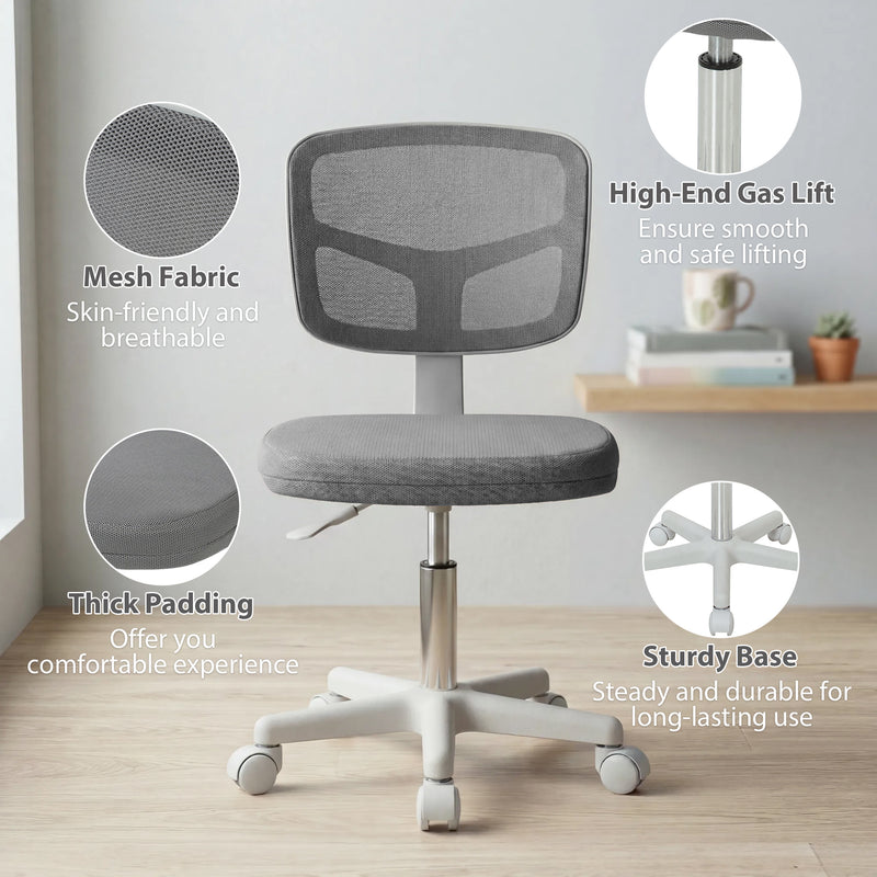 Armless mesh office chair additional detail view