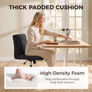 Close-up of the high-density foam seat cushion with woman working at a desk