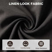 Close-up of the linen-look fabric texture on the chair