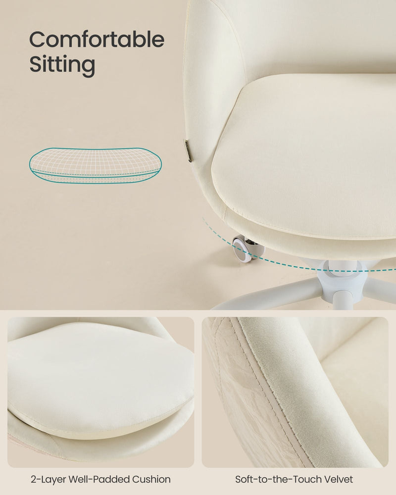 Close-up of the 2-layer padded cushion and soft velvet seat surface