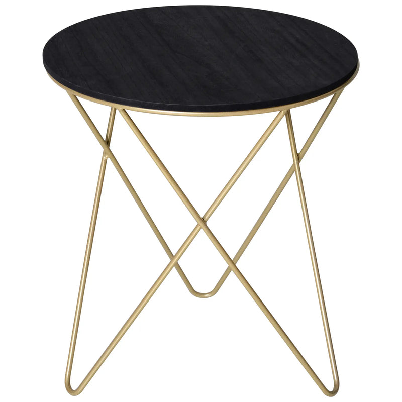 Round Coffee Table with Metal Crossed Legs, Modern Living Room Furniture - Black/Gold Tone (Φ43cm) by Homcom Homcom