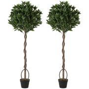 Both artificial bay laurel topiary trees shown side by side on a white background