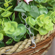 Artificial hanging flower pot close-up of artificial leaf texture