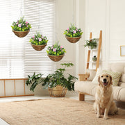 Set of 4 artificial hanging flower pots displayed together