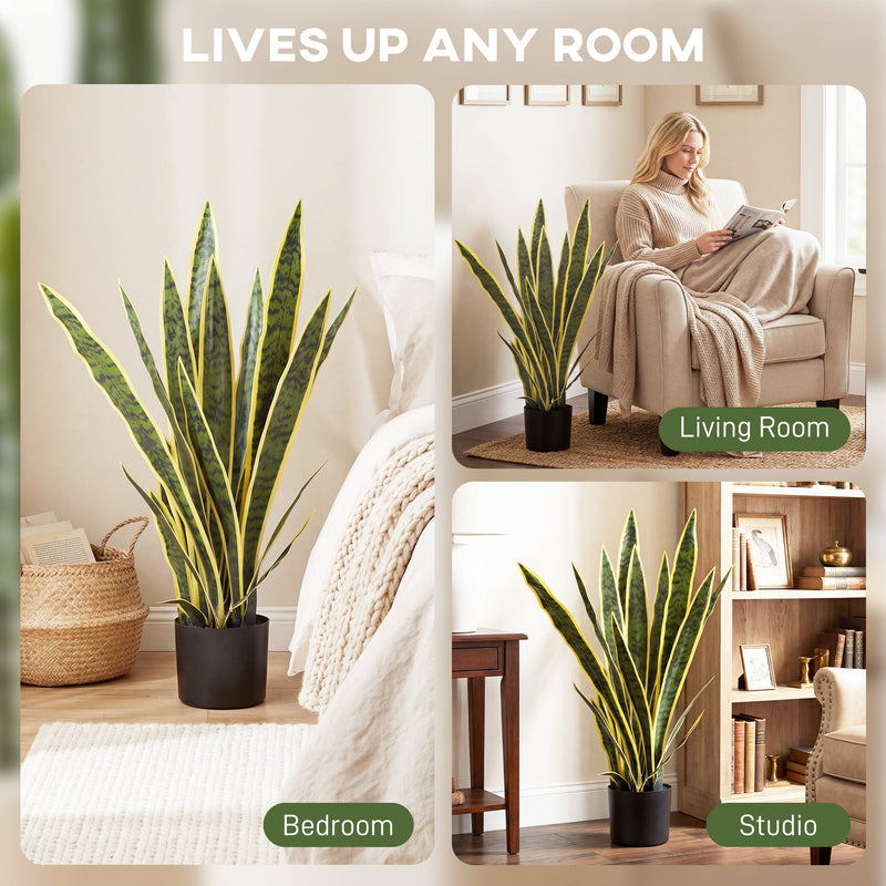 Artificial snake plant placed in a bedroom, living room and studio