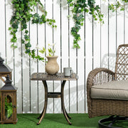 Bronze Cast Aluminium Square Garden Side Table With Umbrella Hole For Patio Or Balcony Use
