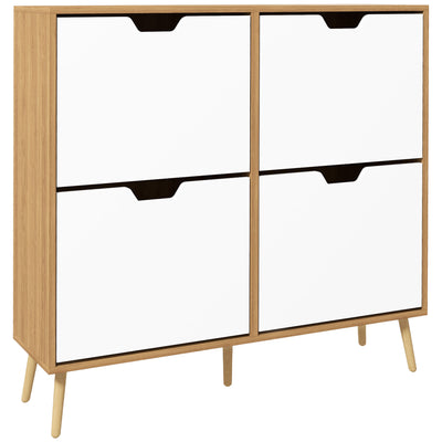 Wooden Shoe Storage Cabinet with 4 Flip Drawers Fits Up to 16 Pairs Natural