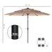 Khaki 3 Tier Garden Parasol with Solar LED Lights UPF 30 Tilt and Crank Handle by Outsunny