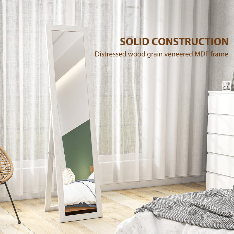Full Length Wall Mirror 37 x 157 cm With Slim Frame For Bedroom Or Hallway White AOSOM