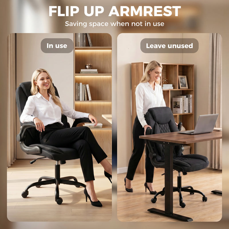 Office Chair with Flip Up Armrests for Space Saving Home Office Comfort