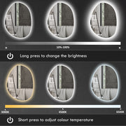 Asymmetric LED bathroom mirror, 80 x 60 cm: brightness dimming and colour temperature settings