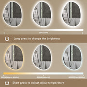 Asymmetric LED bathroom mirror, 70 x 50 cm: brightness dimming and colour temperature settings