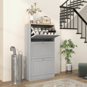 Slim 3 Drawer Shoe Storage Cabinet for Hallway or Entryway with Modern Design Grey