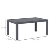 Grey Rectangular Outdoor Side Table with Steel Frame and Slatted Top for Garden by Outsunny