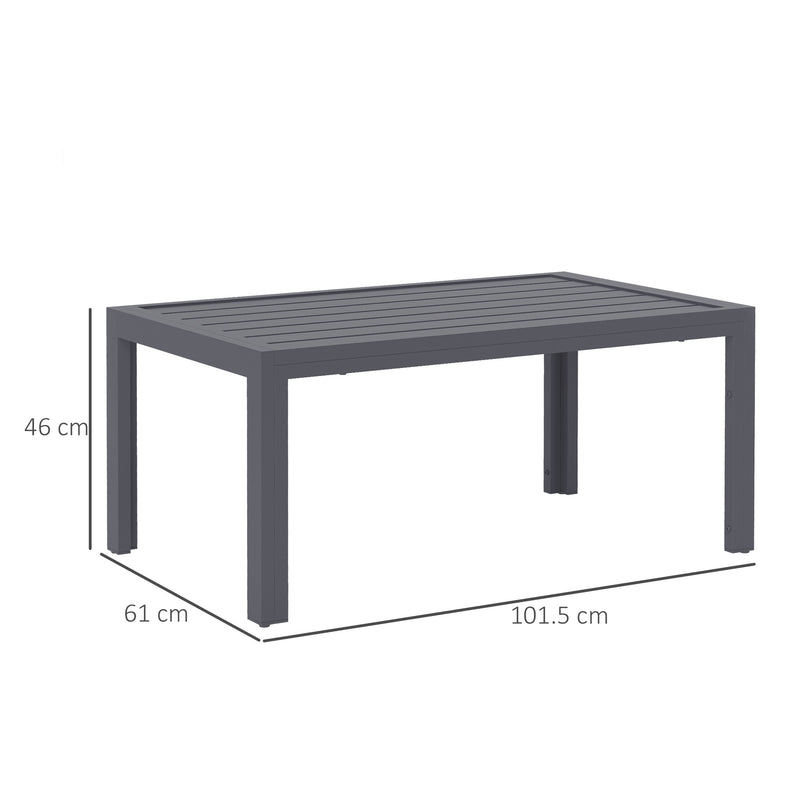 Grey Rectangular Outdoor Side Table with Steel Frame and Slatted Top for Garden by Outsunny