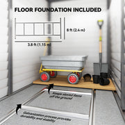 5 x 9ft Metal Garden Storage Shed with Foundation Kit and Lockable Doors Grey