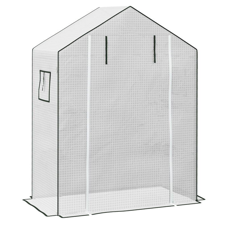 Walk In Greenhouse PE Cover Replacement With Roll Up Door And Windows For Garden Use White