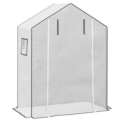 Walk In Greenhouse PE Cover Replacement With Roll Up Door And Windows For Garden Use White