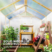 Walk In Polycarbonate Greenhouse With Lockable Door And Window Brown Wooden by Outsunny