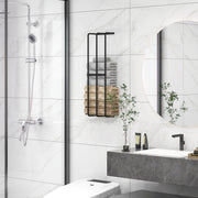 Wall Mounted Metal Towel Rack With Six Rails For Bathroom Storage, Black AOSOM