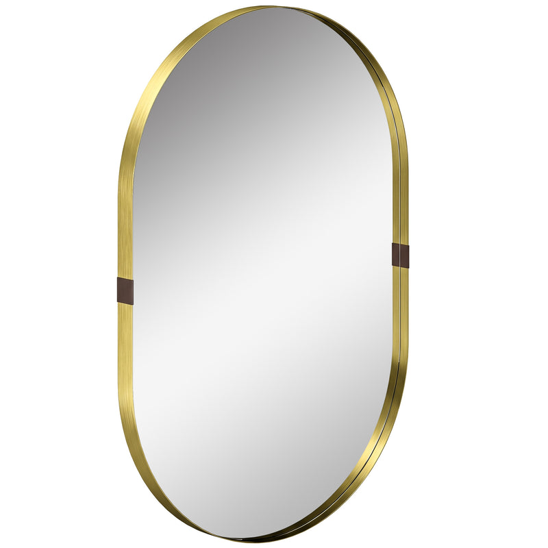 Wall Mirror with Deep Frame for Brightening Hallways or Living Rooms Gold Homcom